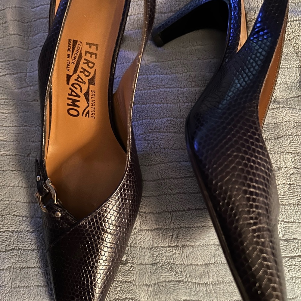 Salvatore Ferragamo Women's Textured Black Heels